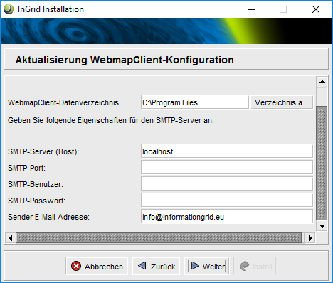 Portal Installer - Webmap Client Einstellungen Update