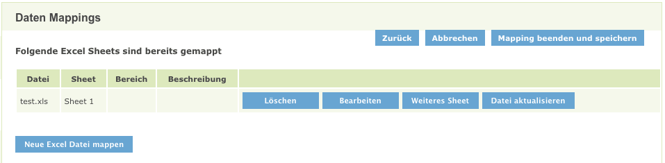 Excel Dateien - Übersicht