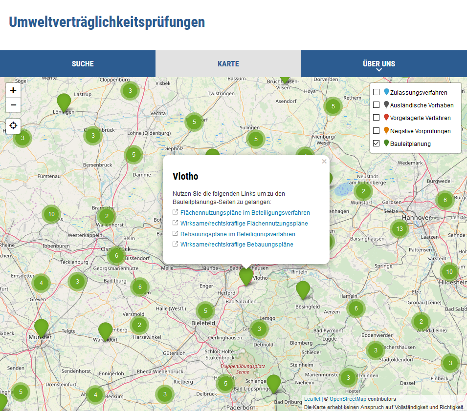 Darstellung von BLP Daten in der Kartenansicht