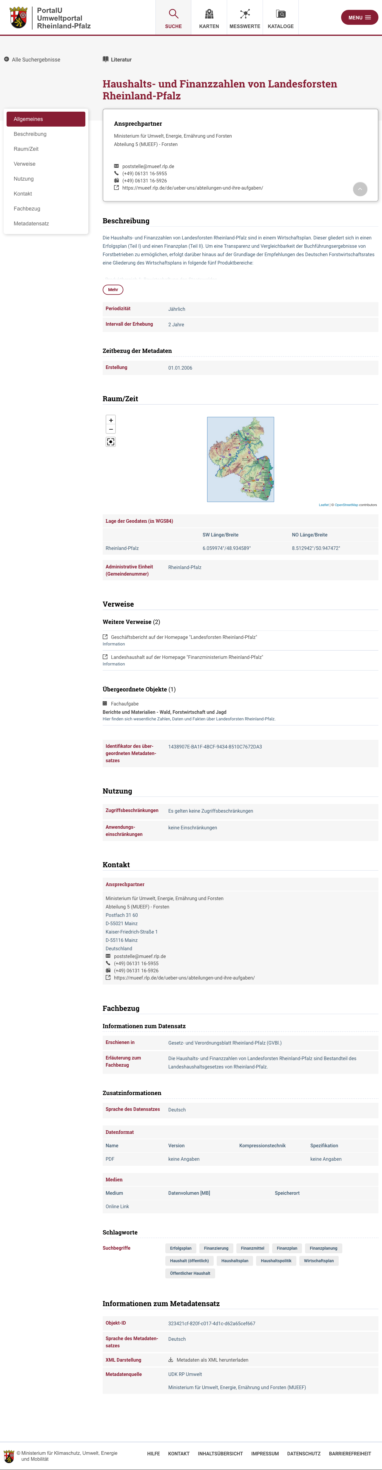 Aktualisierte Layouts Suchergebnisseite und Detaildarstellung für das PortalU RLP Suche Detail