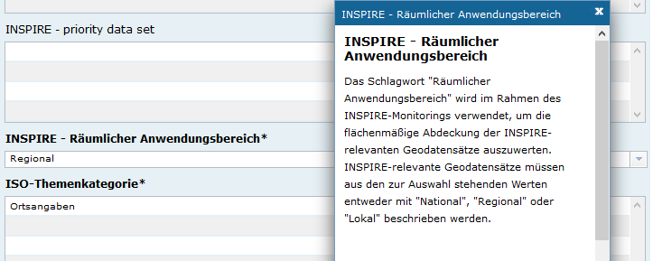 Neues Feld "INSPIRE - Räumlicher Anwendungsbereich"