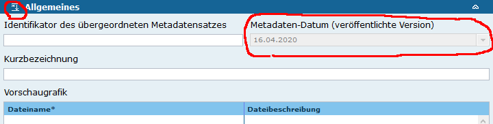 Anzeige des Metadaten Datums