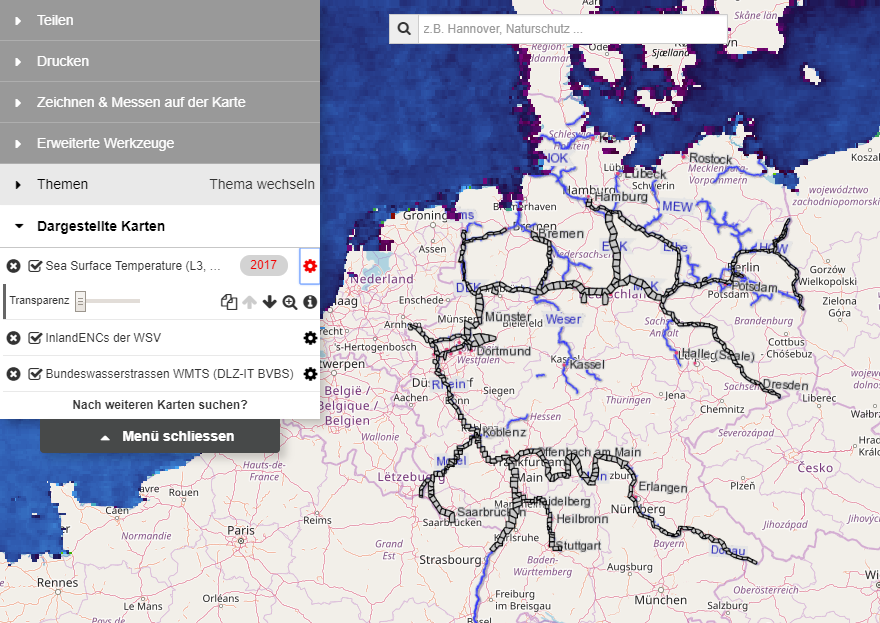 Webmap Client - Dargestellte Karten