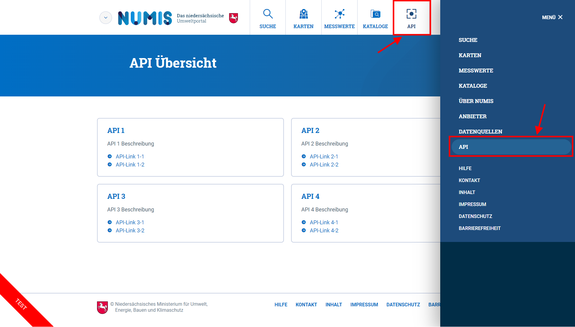 Portal: Neuer Bereich "API" im Profil NUMIS - Ansicht Portal Enduser