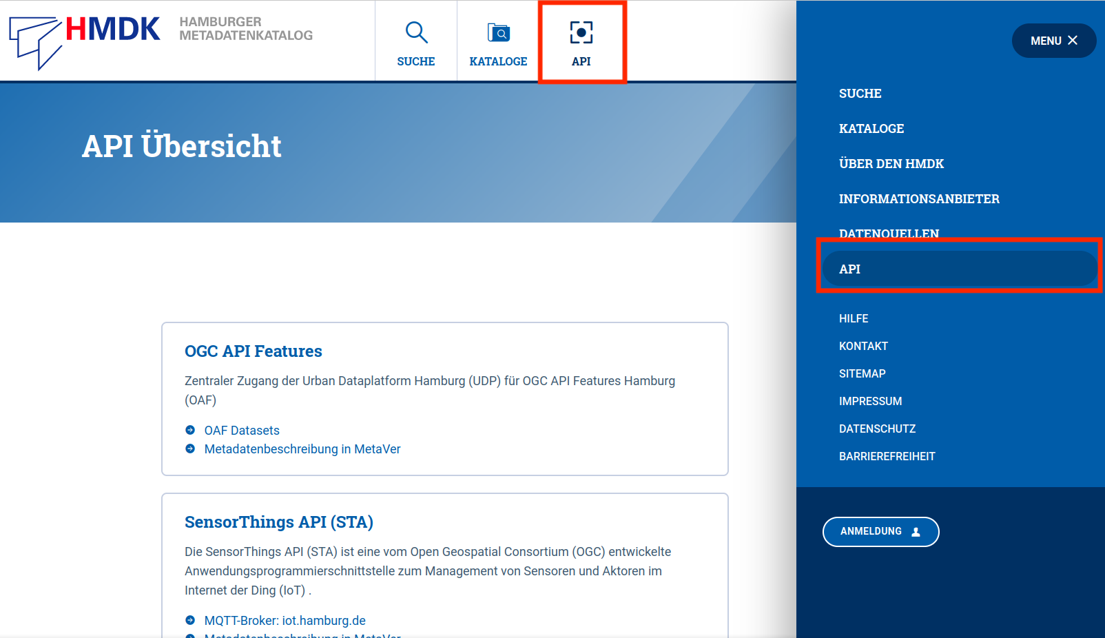 Portal: Neuer Bereich "API" im Profil HMDK - Ansicht Portal Enduser Portal: Neuer Bereich "API" im Profil HMDK - Ansicht Portal Enduser