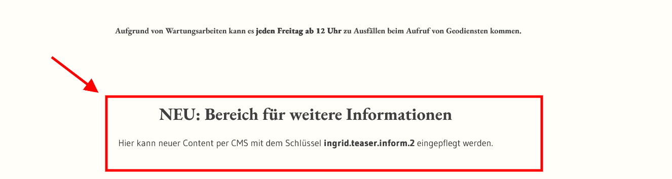 Portal: Neues Inhaltselement für zweiten Hinweistext im Profil LUBW - Startseite