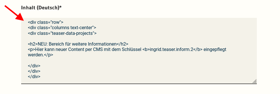 Portal: Neues Inhaltselement für zweiten Hinweistext im Profil LUBW - Feld Portal: Neues Inhaltselement für zweiten Hinweistext im Profil LUBW - Feld