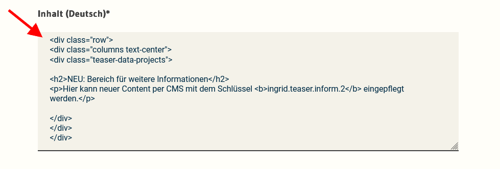 Portal: Neues Inhaltselement für zweiten Hinweistext im Profil LUBW - Feld