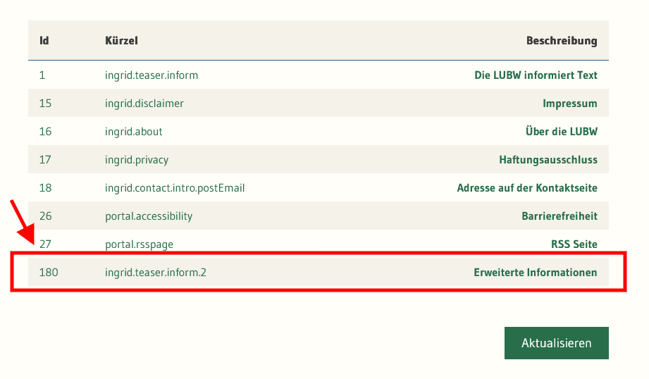 Portal: Neues Inhaltselement für zweiten Hinweistext im Profil LUBW - Id Portal: Neues Inhaltselement für zweiten Hinweistext im Profil LUBW - Id