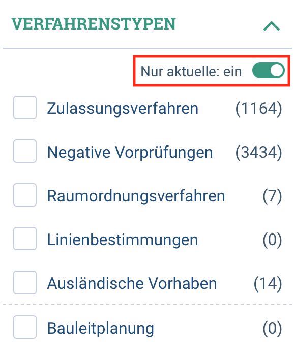 Suche: Schalter "Nur aktuelle" für Facette "Verfahrenstypen" angepasst Suche: Schalter "Nur aktuelle" für Facette "Verfahrenstypen" angepasst