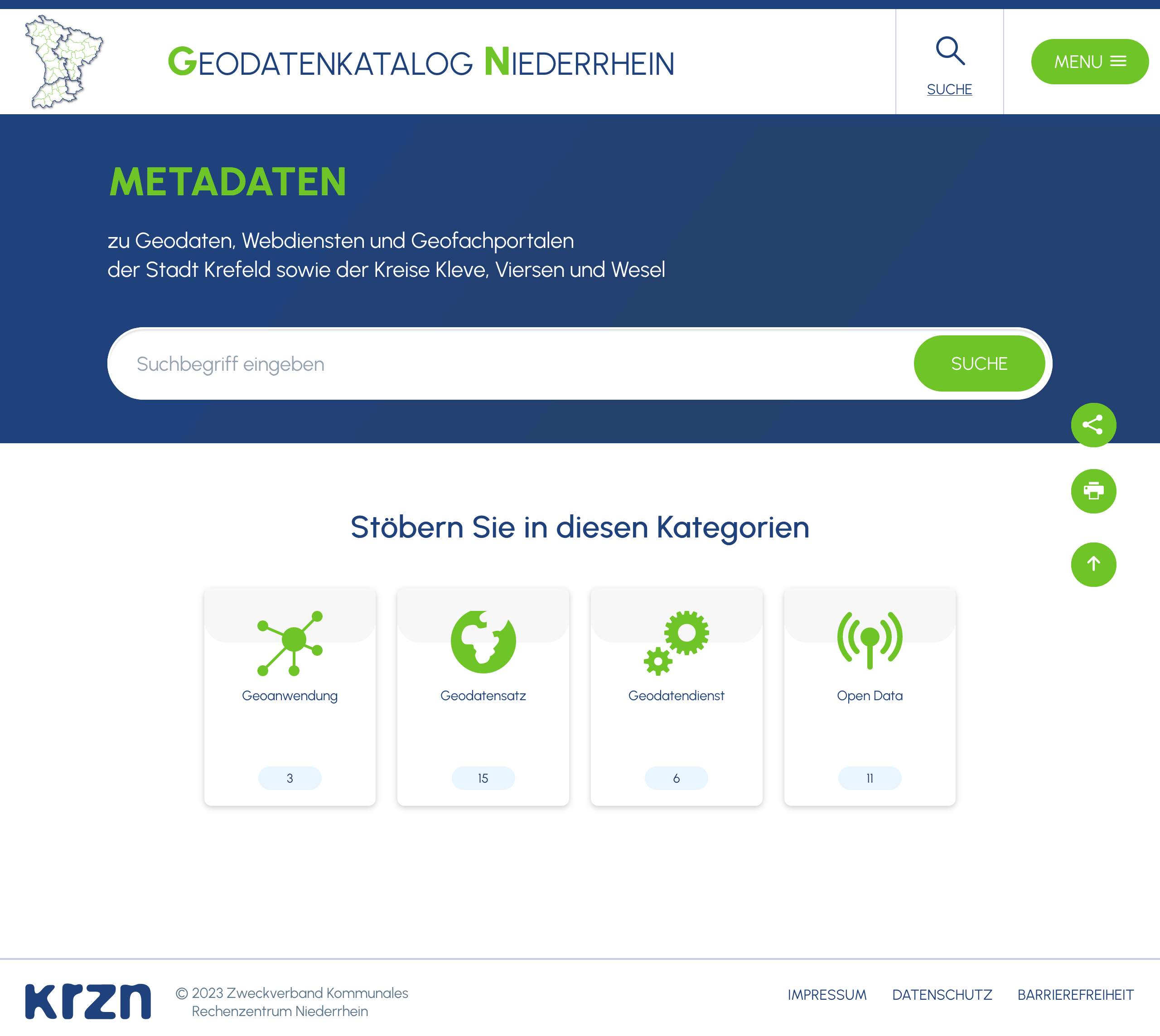 Portal: Layout für das Profil KRZN - Startseite