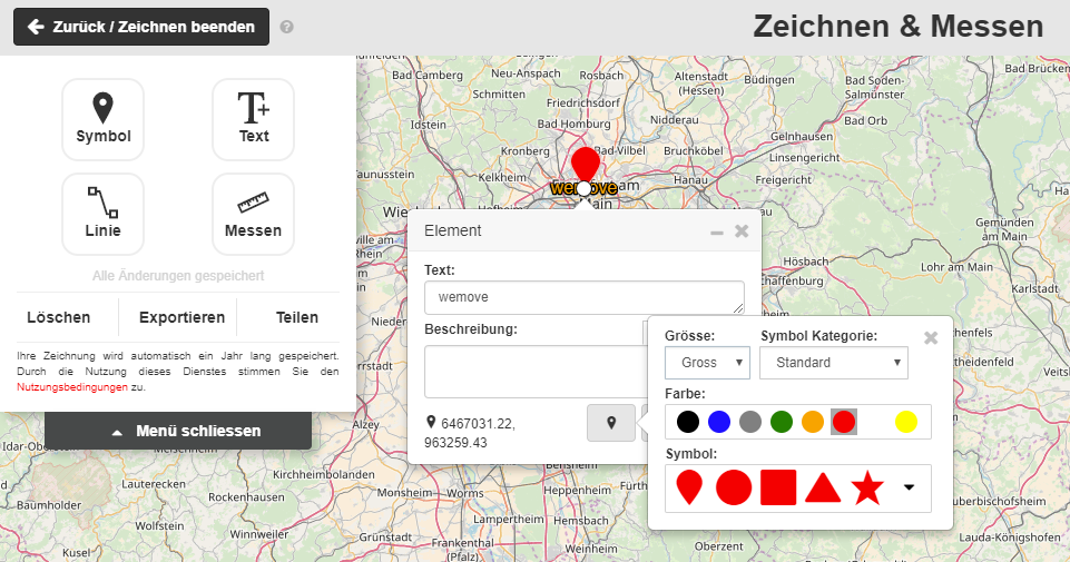 Webmap Client - Zeichnen & Messen - Symbol