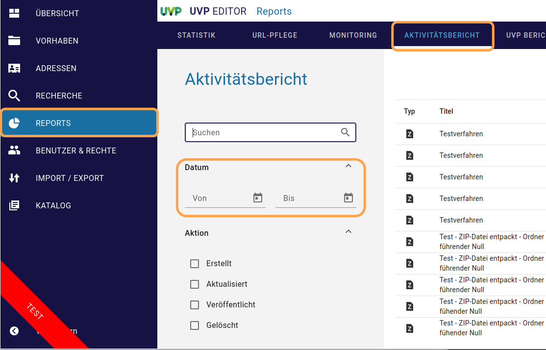 InGrid Editor: "Aktivitätsbericht" InGrid Editor: "Aktivitätsbericht"