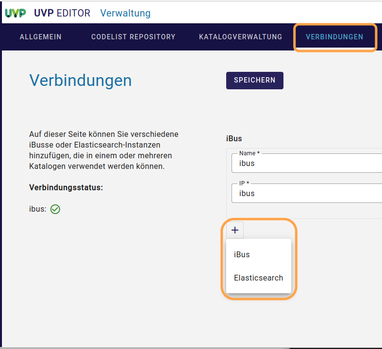InGrid Editor: "Konfiguration der Verbindungen" InGrid Editor: "Konfiguration der Verbindungen"