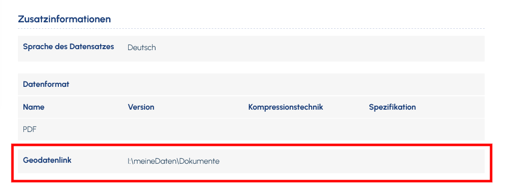 Portal / InGrid Editor: "Geodatenlink für Geodatensätze" Portal / InGrid Editor: "Geodatenlink für Geodatensätze"