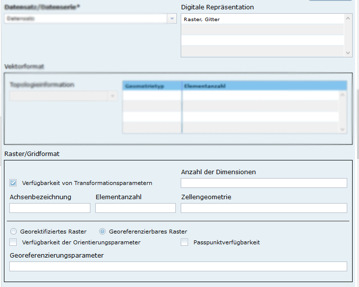 Neue Eingabeelemente für die Struktur der räumlichen Daten Neue Eingabeelemente für die Struktur der räumlichen Daten