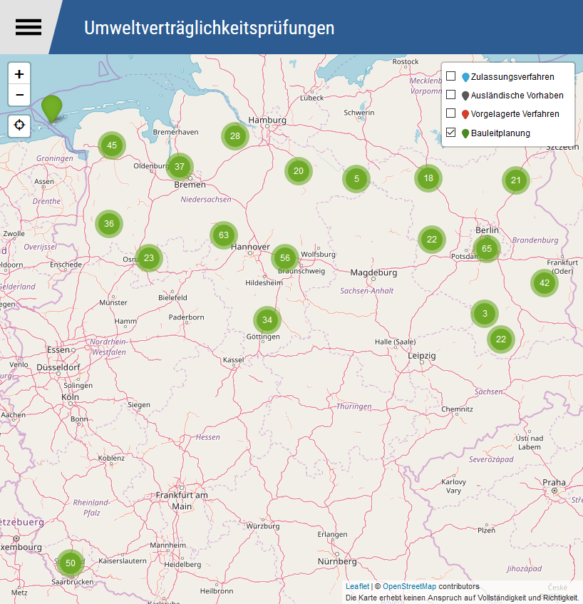 Bauleitplaungsdaten in der Kartendarstellung im UVP Portal Bauleitplaungsdaten in der Kartendarstellung im UVP Portal