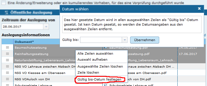 Die 'gültig-bis' Daten von mehrern Zeilen einer Dokumententabelle können zusammen gesetzt werden Die "gültig-bis" Daten von mehrern Zeilen einer Dokumententabelle können zusammen gesetzt werden