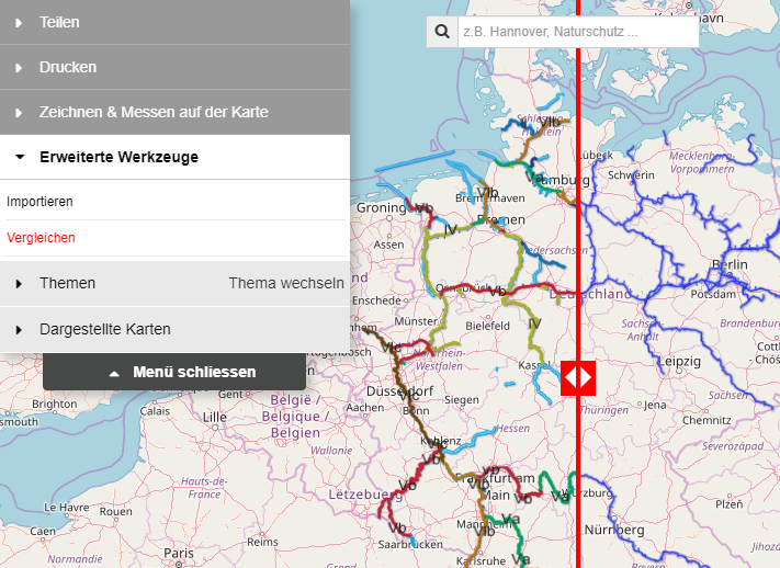 Webmap Client - Erweiterte Werkzeuge "Vergleichen"