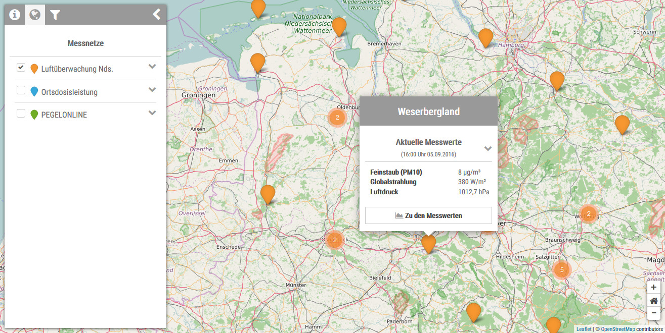 MessdatenClient Kartenansicht MessdatenClient Kartenansicht