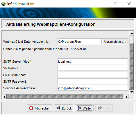 Portal Installer - Webmap Client Einstellungen